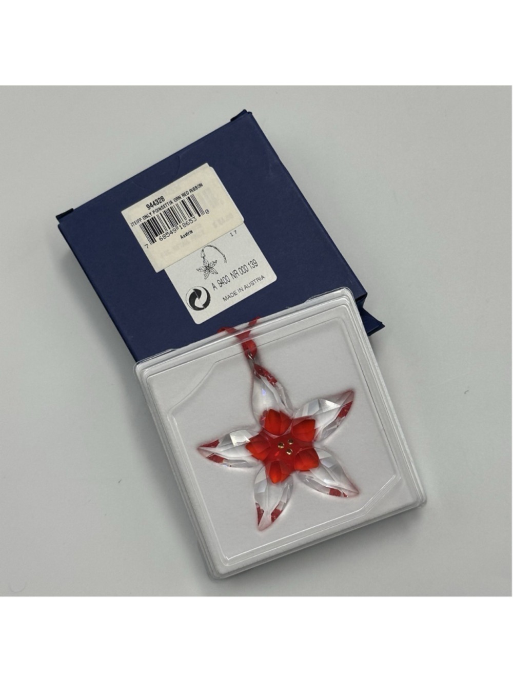 Swarovski Crystal Steiff Only Poinsettia Ornament 944328 In Original Box 2007
